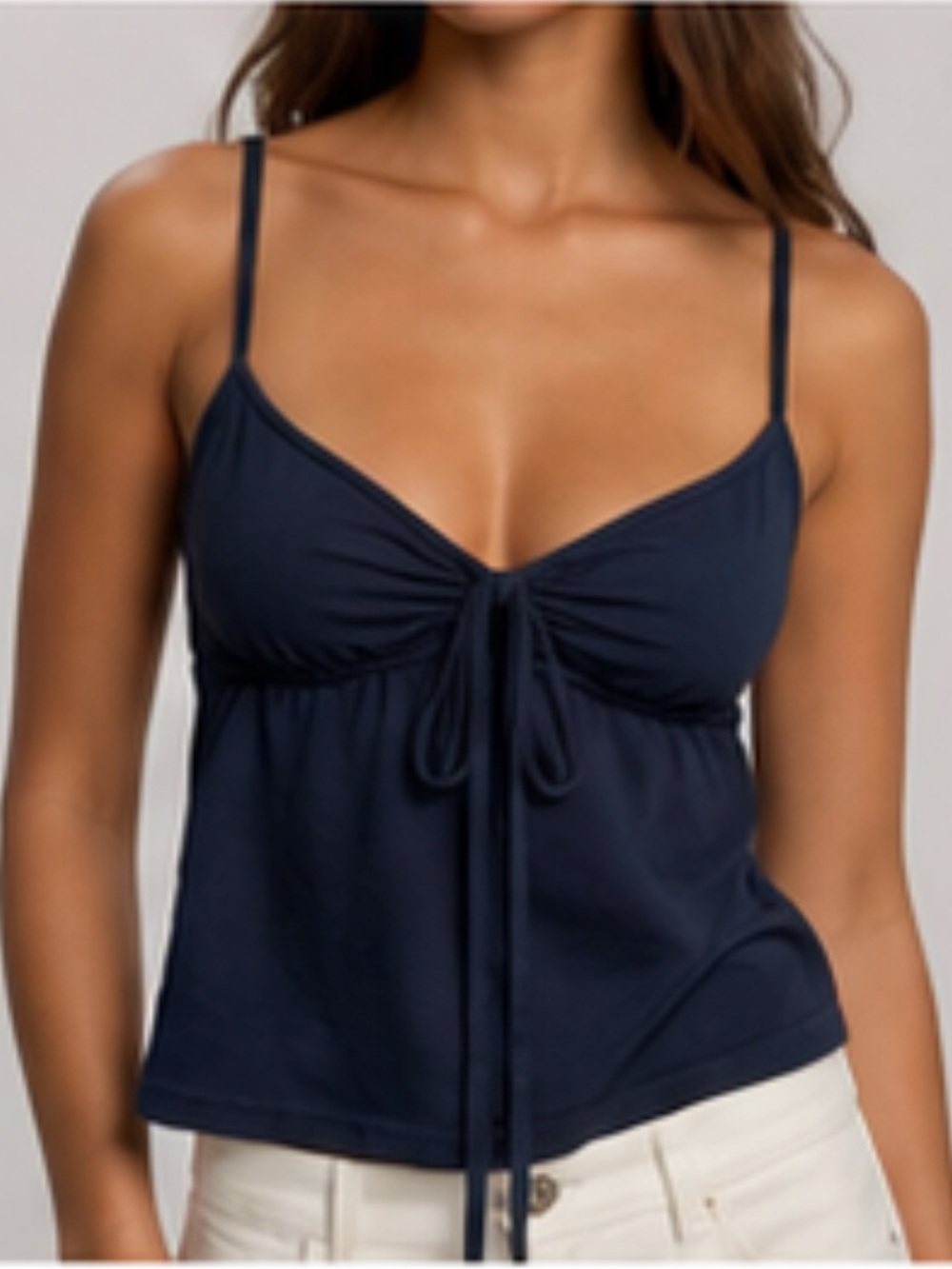 Sunday Best Navy Tie-Front Cami